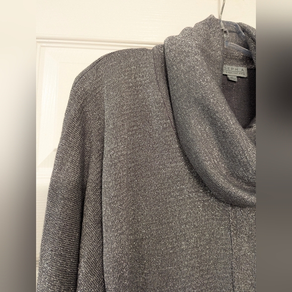 Joseph A. Cowl Neck oversized shimmer metallic long sleeve Sweater pullover XL - Picture 4 of 8